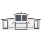 vidaXL Konijnenhok voor buiten groot 204x45x85 cm hout grijs en wit