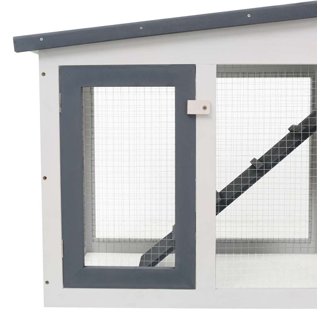 vidaXL Konijnenhok voor buiten groot 204x45x85 cm hout grijs en wit