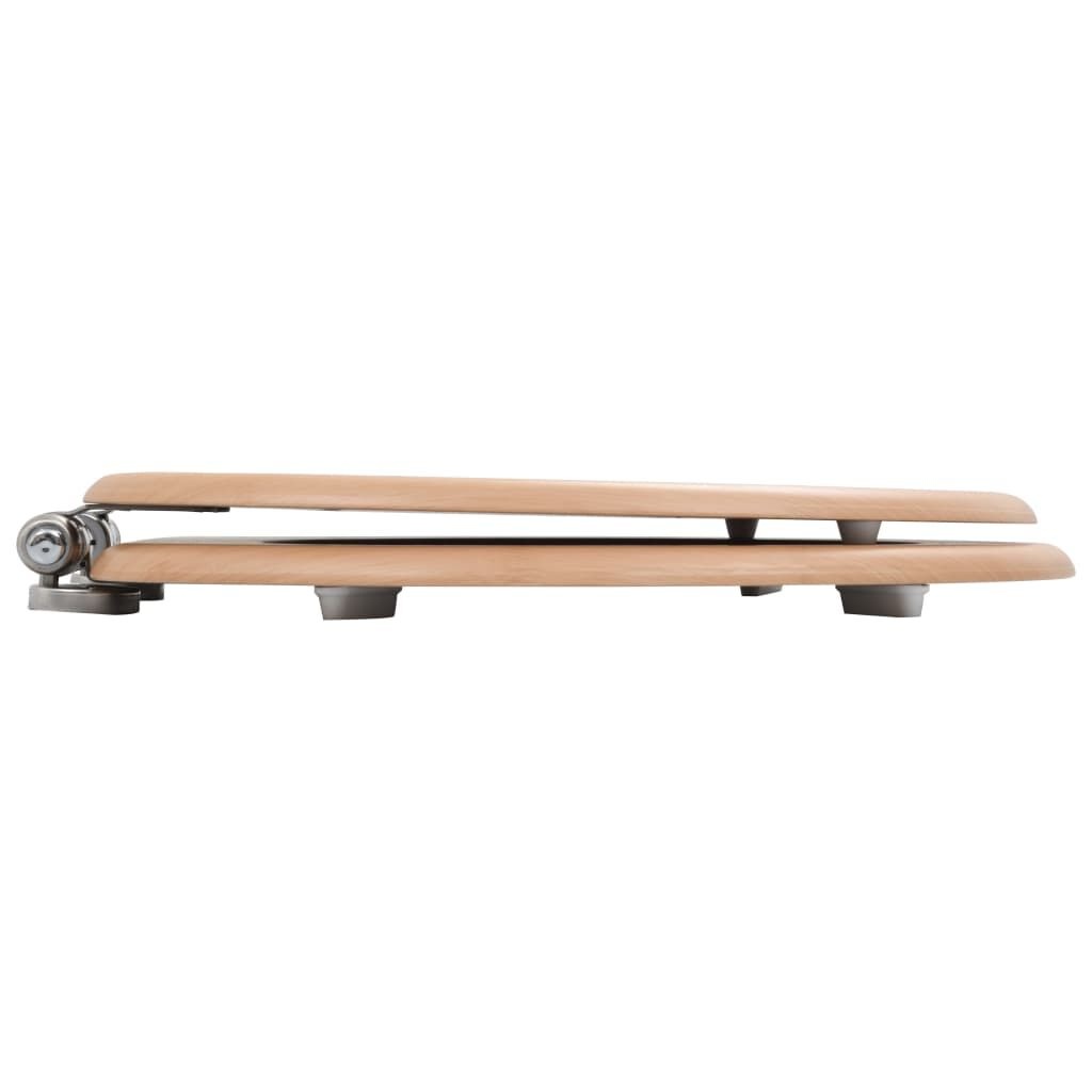 vidaXL Toiletbril met soft-close deksel bamboe MDF