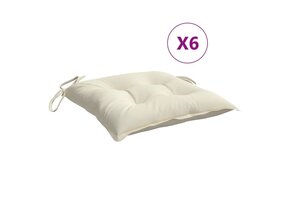 6 Crèmewitte Stoelkussens 50x50x7 cm Oxford Stof - 34% Korting