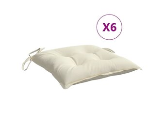 vidaXL Stoelkussens 6 st 50x50x7 cm oxford stof crèmewit