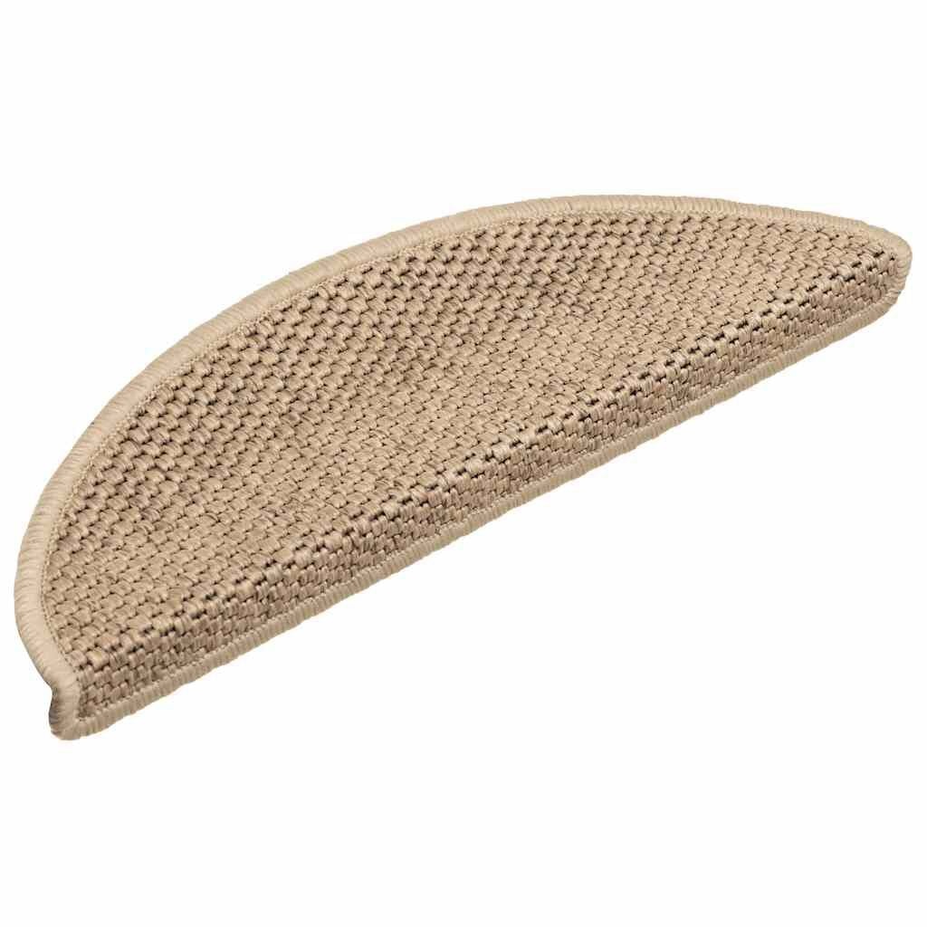 vidaXL Trapmatten zelfklevend 15 st sisal-look 56x17x3 cm zandkleurig