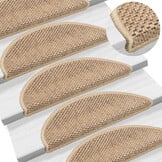 vidaXL Trapmatten zelfklevend 15 st sisal-look 56x17x3 cm zandkleurig