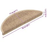 vidaXL Trapmatten zelfklevend 15 st sisal-look 56x17x3 cm zandkleurig