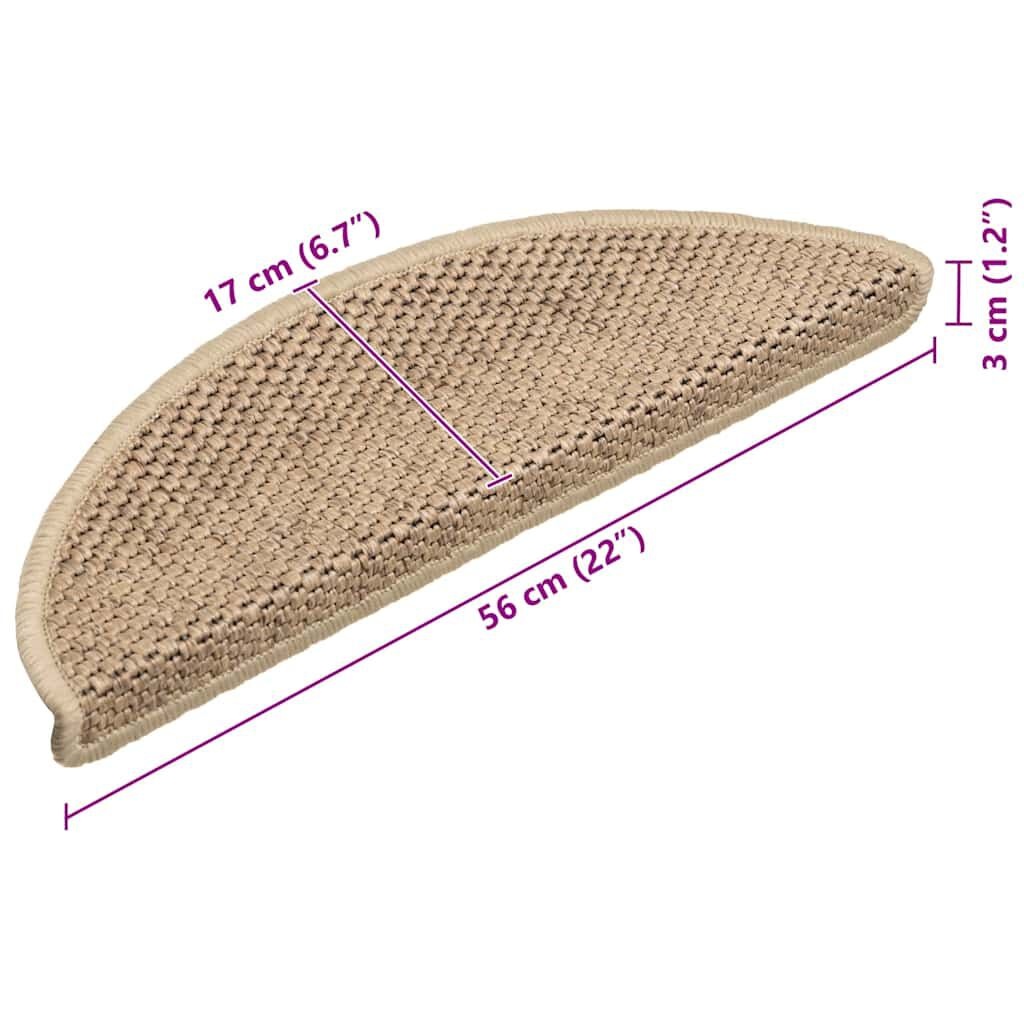 vidaXL Trapmatten zelfklevend 15 st sisal-look 56x17x3 cm zandkleurig