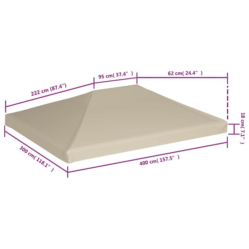 vidaXL Prieeldak 310 g/m² 4x3 m beige