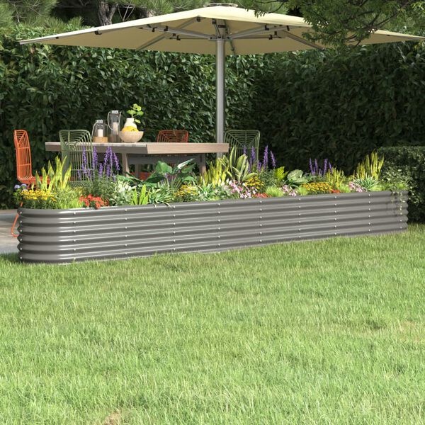 vidaXL Plantenbak 332x40x36 cm gegalvaniseerd staal grijs