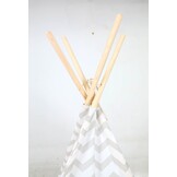 Tipi tent - speeltent met vloermat en kussens – grijs - zigzag