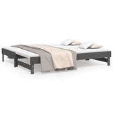 vidaXL Slaapbank uitschuifbaar massief grenenhout grijs 2x(90x200) cm