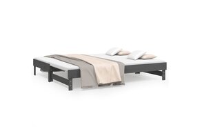 Uitschuifbare Slaapbank Grenenhout Grijs 2x(90x200) cm - 41% Korting