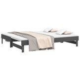 vidaXL Slaapbank uitschuifbaar massief grenenhout grijs 2x(90x200) cm