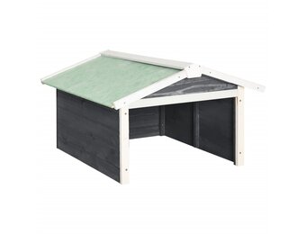 vidaXL Overkapping voor grasmaaier 72x87x50 cm vurenhout grijs en wit