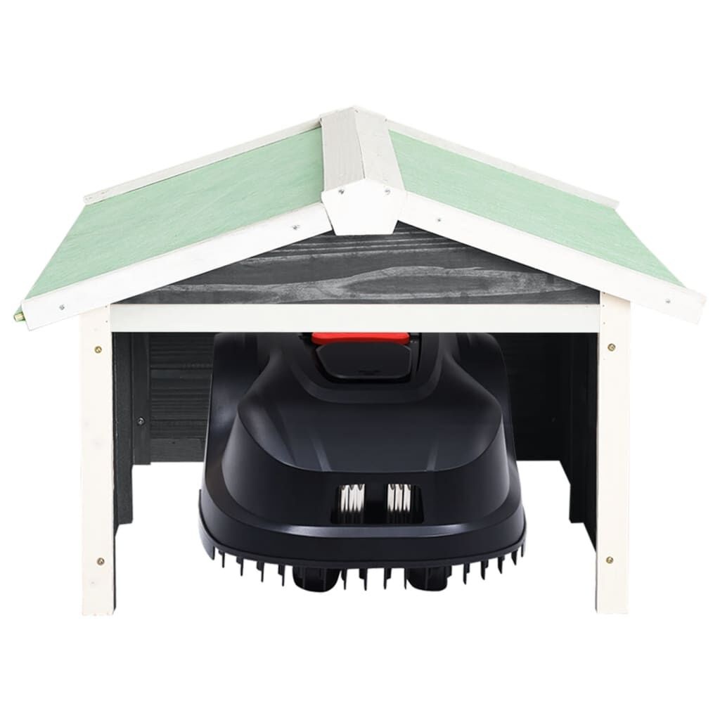 vidaXL Overkapping voor grasmaaier 72x87x50 cm vurenhout grijs en wit