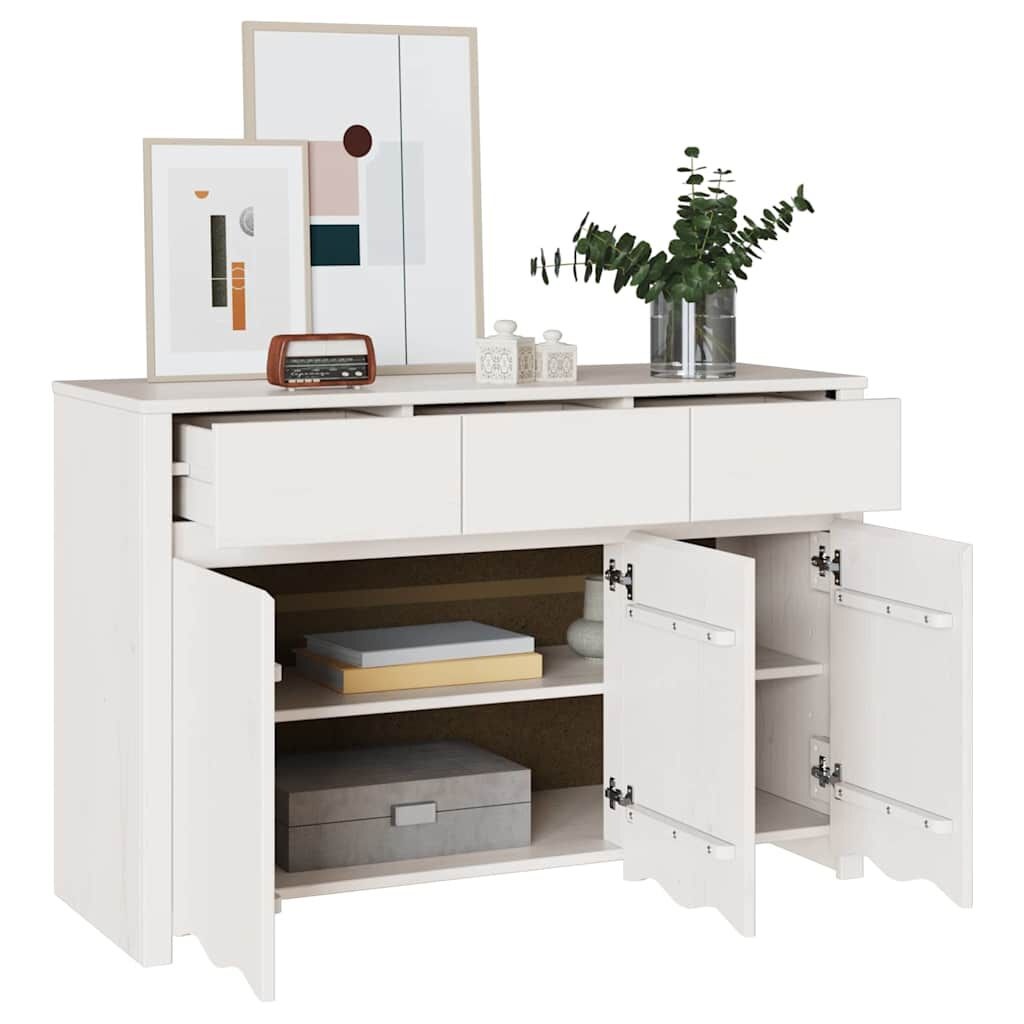 vidaXL Dressoir Wit 114 x 43 x 75.5 cm Massief grenenhout