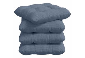 4 Blauwe Katoenen Zitkussens 45x45 cm - 34% Korting