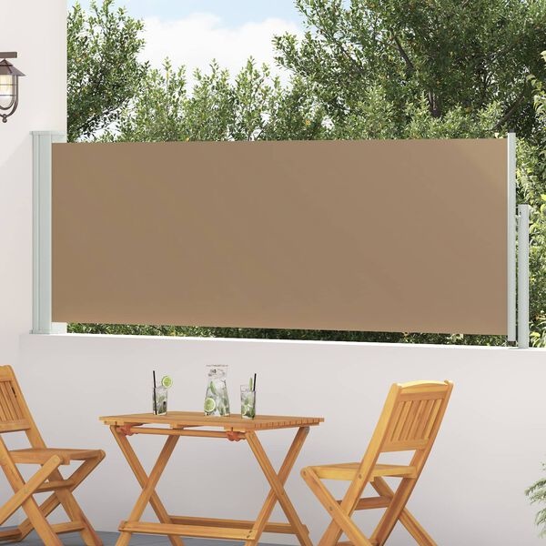 vidaXL Uittrekbaar Zijscherm 500 x 100 cm Polyester Rechthoekig Taupe