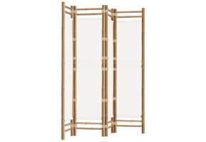 Kamerscherm Bamboe & Canvas Crémewit - 4 Panelen 160x180 cm (34% Korting)