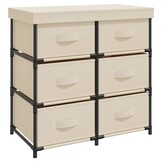 Opbergkast met 6 Lades (55x29x55 cm) - Crèmekleurig Staal & Stof - 34% Korting