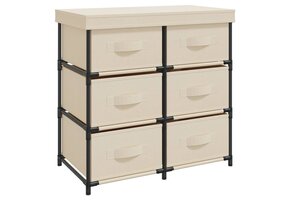 Opbergkast met 6 Lades (55x29x55 cm) - Crèmekleurig Staal & Stof - 34% Korting
