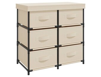 Opbergkast met 6 Lades (55x29x55 cm) - Crèmekleurig Staal & Stof - 34% Korting