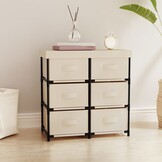 Opbergkast met 6 Lades (55x29x55 cm) - Crèmekleurig Staal & Stof - 34% Korting
