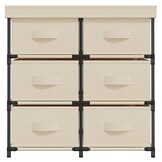 Opbergkast met 6 Lades (55x29x55 cm) - Crèmekleurig Staal & Stof - 34% Korting