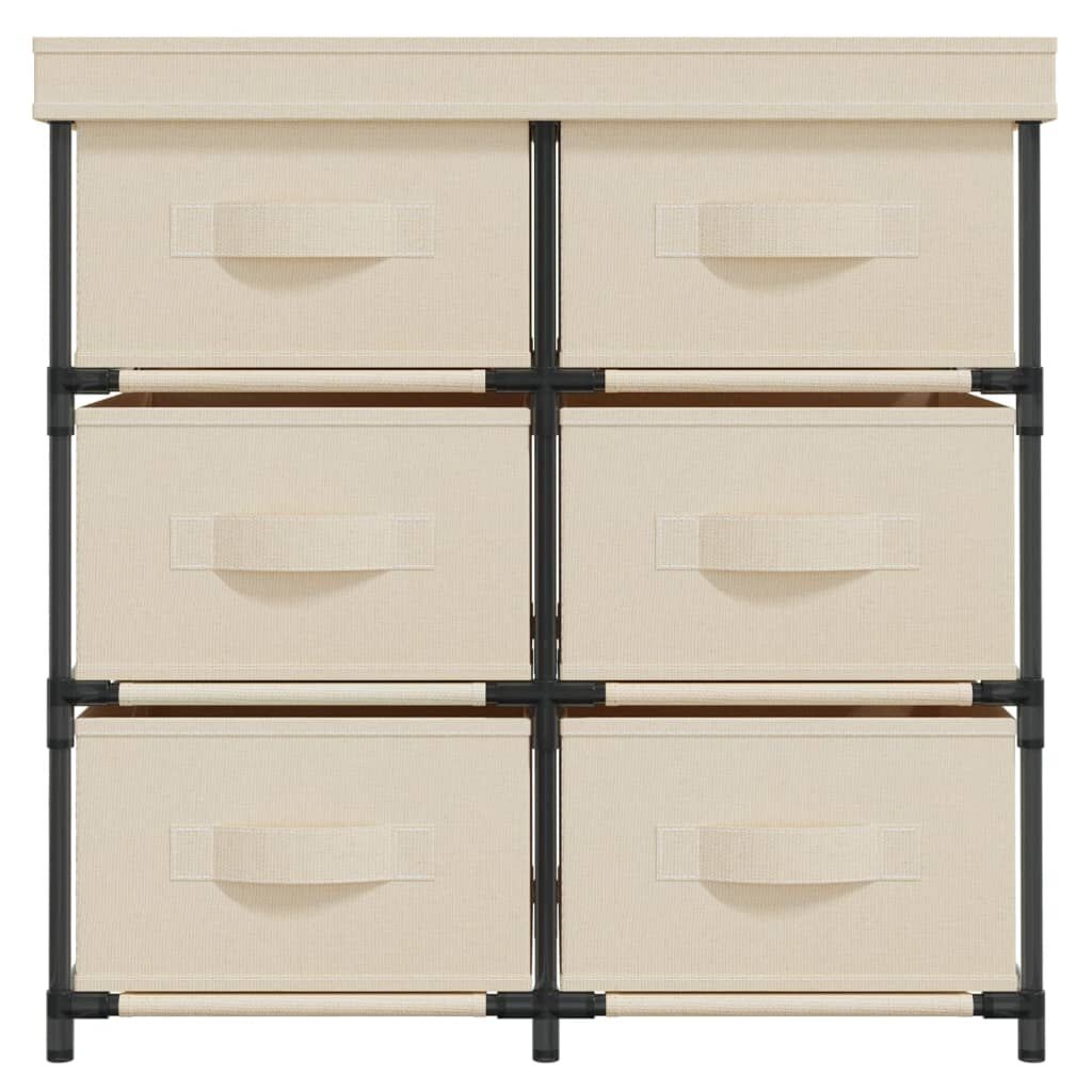 Opbergkast met 6 Lades (55x29x55 cm) - Crèmekleurig Staal & Stof - 34% Korting