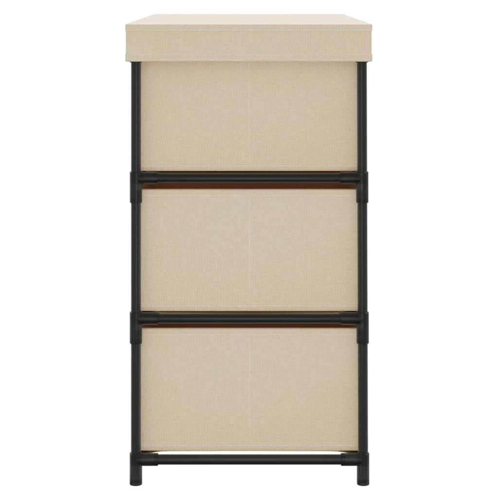 Opbergkast met 6 Lades (55x29x55 cm) - Crèmekleurig Staal & Stof - 34% Korting