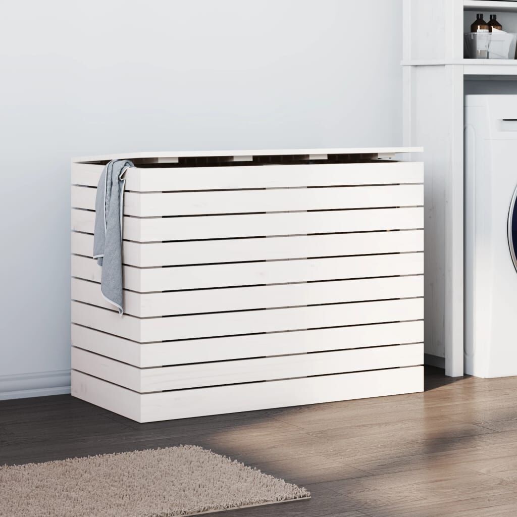 Wasmand Grenenhout Wit 88x44x66 cm - 60% Korting