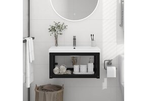 Wandgemonteerd Wastafelframe 59x38x31 cm IJzer Zwart - 34% Korting!