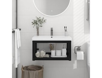 Wastafelframe Wandmontage 59x38 cm IJzer Zwart - 59% Korting