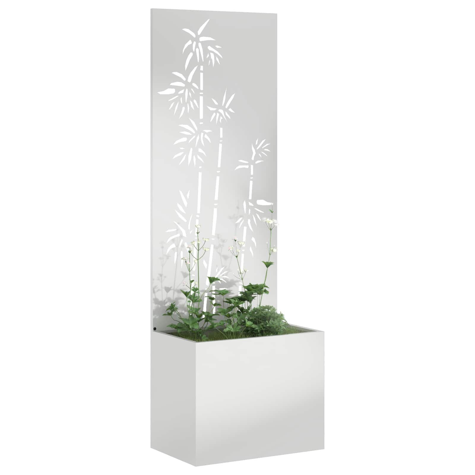 vidaXL Tuinplant met Decoratief Paneel Zilver 50 x 140 cm