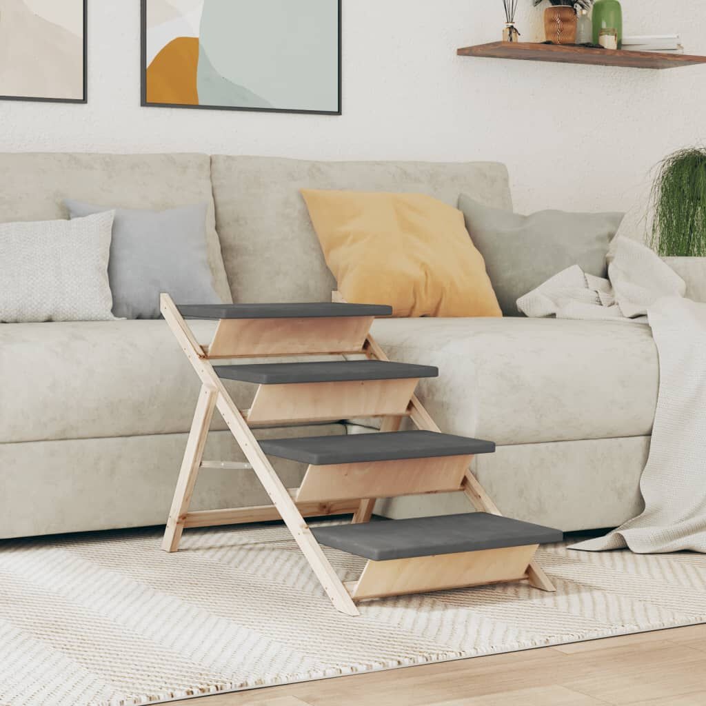 vidaXL Hondentrap 105x47 cm massief vurenhout grijs