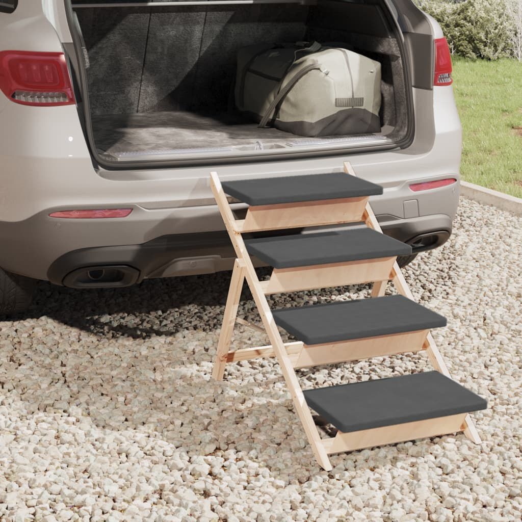 vidaXL Hondentrap 105x47 cm massief vurenhout grijs