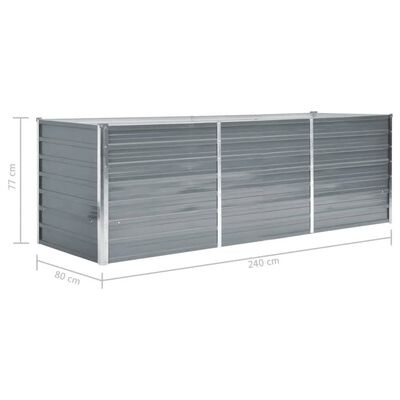 vidaXL Plantenbak verhoogd 240x80x77 cm gegalvaniseerd staal grijs