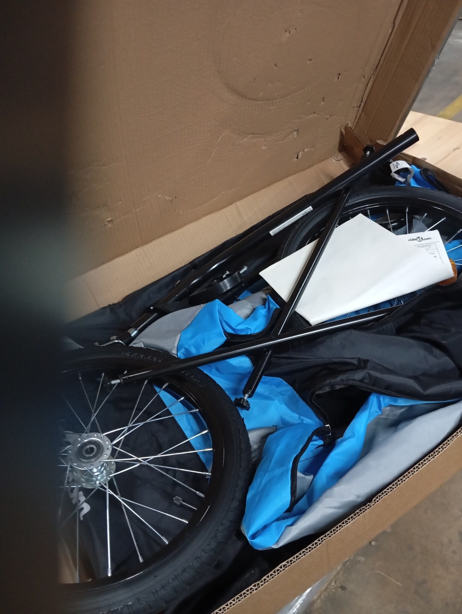vidaXL Fietstrailer 45 kg ijzer zwart en blauw