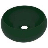 vidaXL Wastafel rond 40x15 cm keramiek mat donkergroen