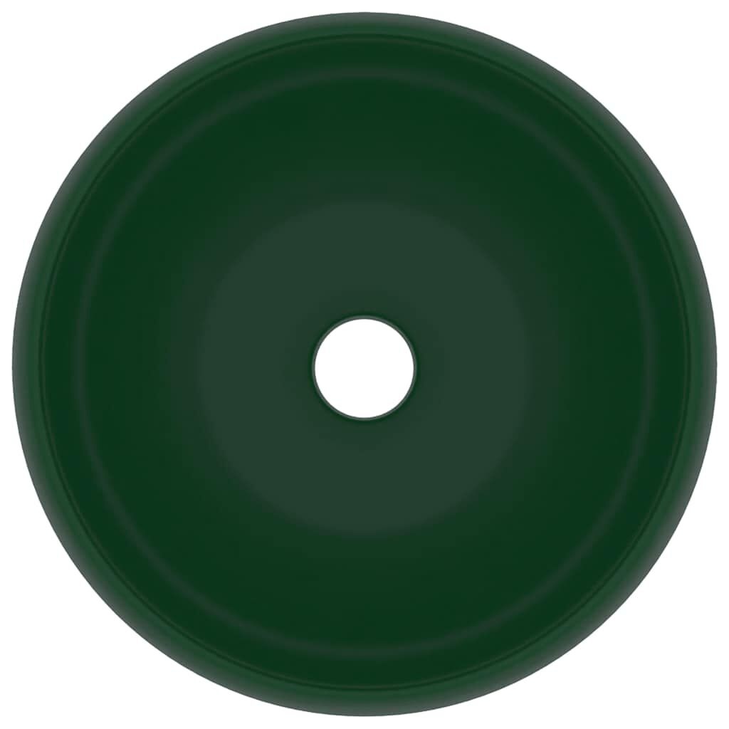 vidaXL Wastafel rond 40x15 cm keramiek mat donkergroen