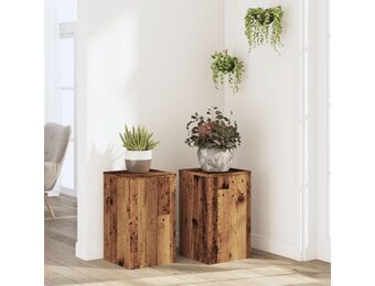 vidaXL Plantenstandaards 2 st 30x30x50 cm bewerkt hout oud houtkleurig