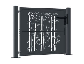 vidaXL Poort met bamboe-ontwerp 100x75 cm staal antracietkleurig