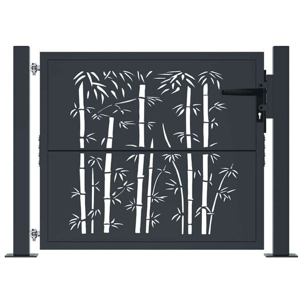 vidaXL Poort met bamboe-ontwerp 100x75 cm staal antracietkleurig