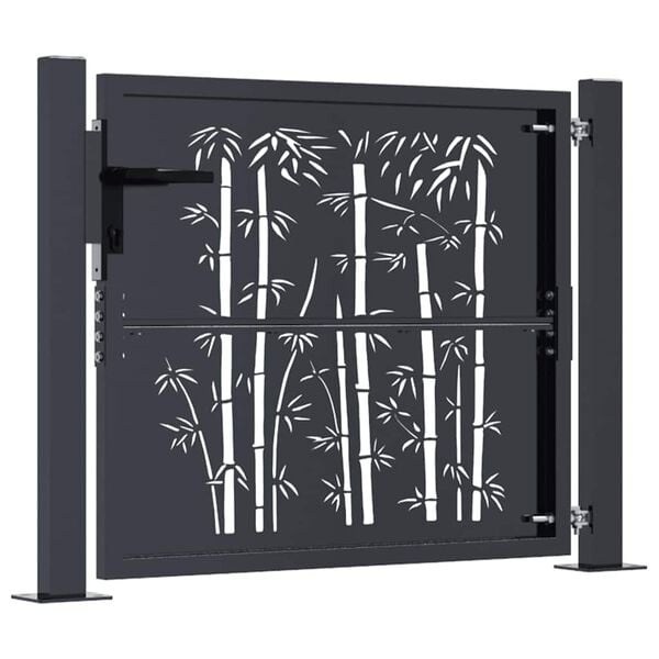 vidaXL Poort met bamboe-ontwerp 100x75 cm staal antracietkleurig