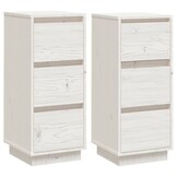 vidaXL Dressoirs 2 st 32x34x75 cm massief grenenhout wit