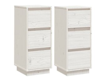 vidaXL Dressoirs 2 st 32x34x75 cm massief grenenhout wit
