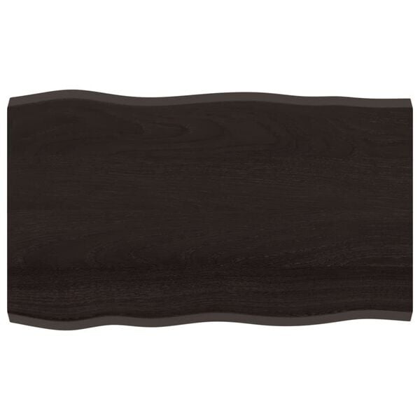 vidaXL Tafelblad natuurlijke rand 100x60x(2-4)cm eikenhout donkerbruin