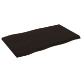 vidaXL Tafelblad natuurlijke rand 100x60x(2-4)cm eikenhout donkerbruin