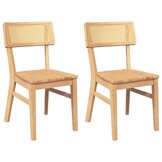 vidaXL Eetkamerstoelen 2 st massief hout rubber
