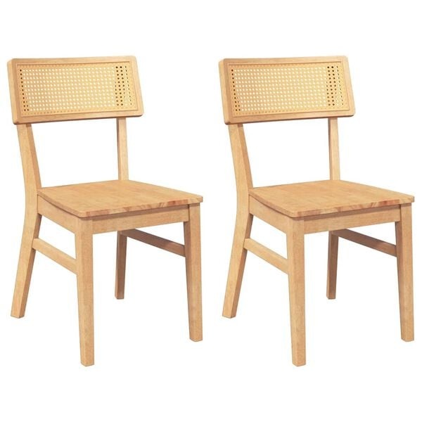 vidaXL Eetkamerstoelen 2 st massief hout rubber