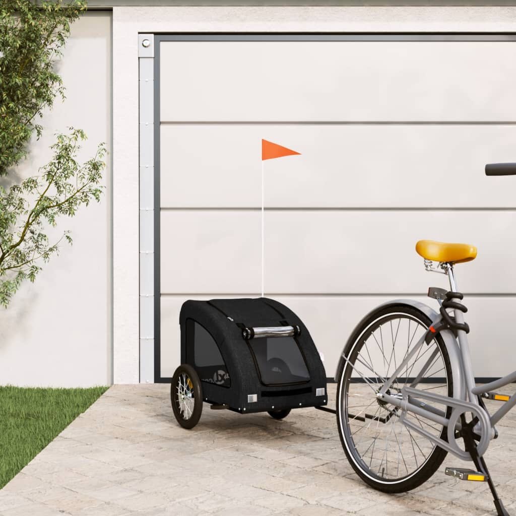 vidaXL Hondenfietstrailer oxford stof en ijzer zwart