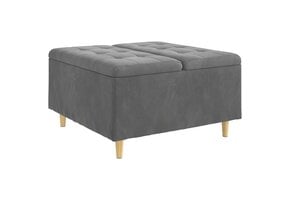 Donkergrijze Fluwelen Ottoman met Opbergruimte - 35% Korting
